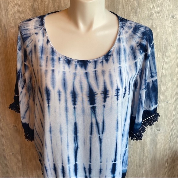 Christopher banks tie dye fringe top 1X - Picture 2 of 13